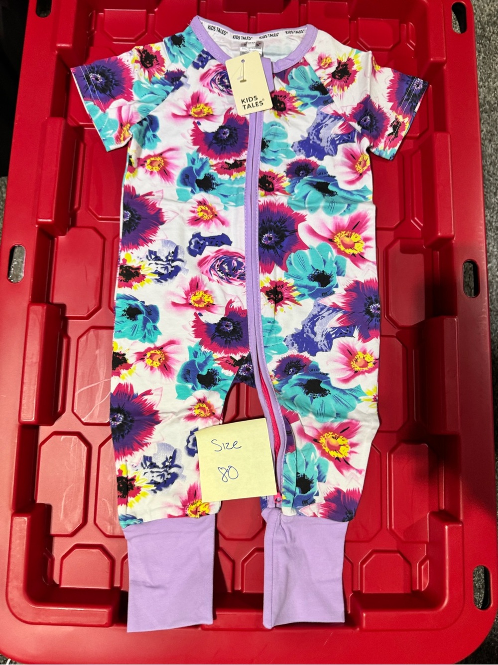 Kids Tales Purple Floral Zip One-Piece Romper